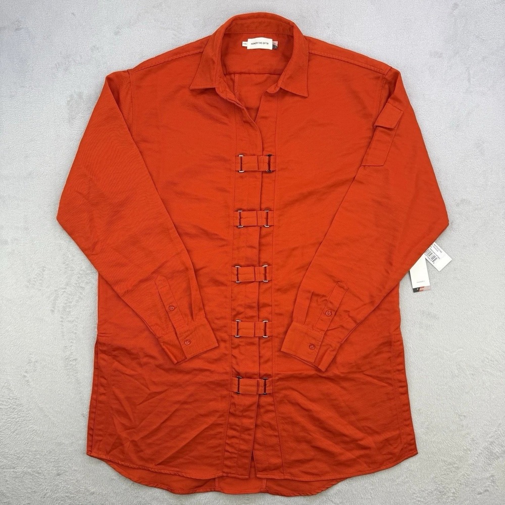 Honor The Gift Shirt Dress Womens 2XL Orange Strap Detail Streetwear - Picture 2 of 10